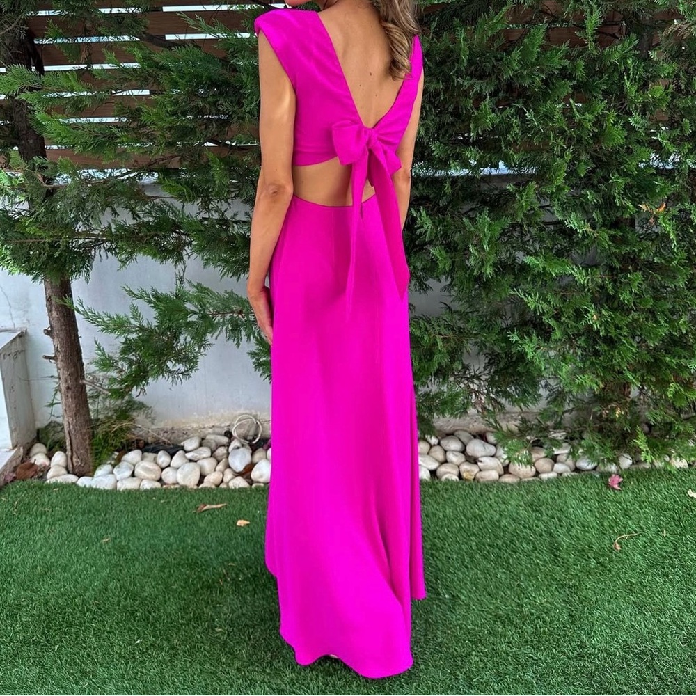 Monique Lhuillier Vibrant Pink Maxi Dress - Picture 2 of 7